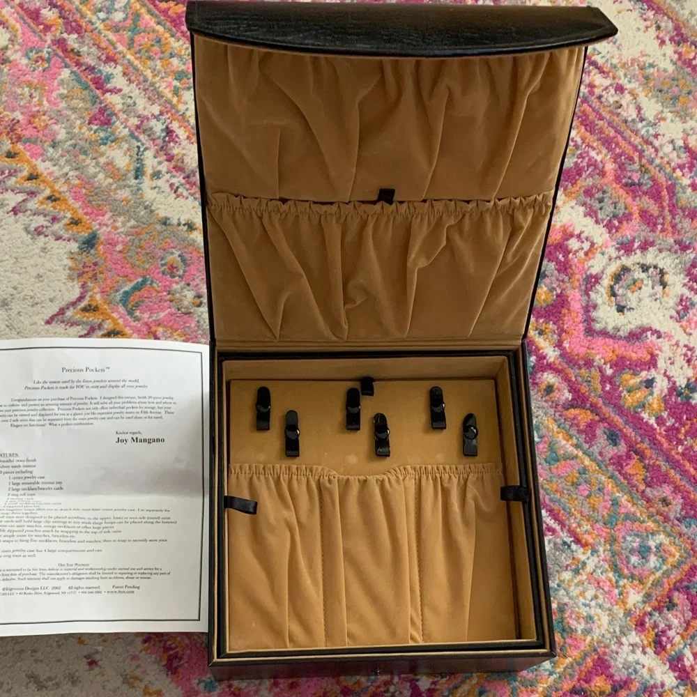 Joy Mangano Jewelry Precious Pockets Organizer Box with Clips NEW